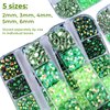 Kikonoke 5 Boxes Nail Art Rhinestones Kit 3D Flatback Jelly Crystal Gems Diamantes Design for Crafts Face Clothes Glass Decorations DIY (Green)