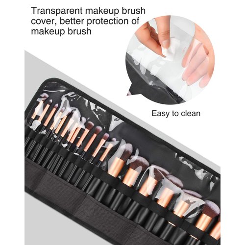 OCHEAL Makeup Brush Holder,Makeup Brush Organizer,Travel Makeup Brushes Bag Cosmetic Bags Pouch for Women Eyebrow Pencil Brushes Makeup Artist -Brushes Not included