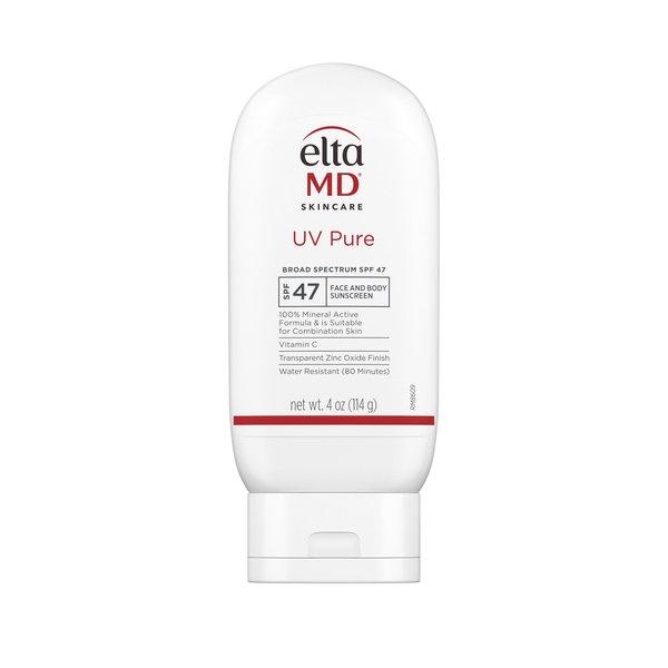 EltaMD UV Pure Face and Body Sunscreen, SPF 47 Mineral Sunscreen for Kids and Adults, Water Resistant Up to 80 Minutes, 4.0 oz Tube