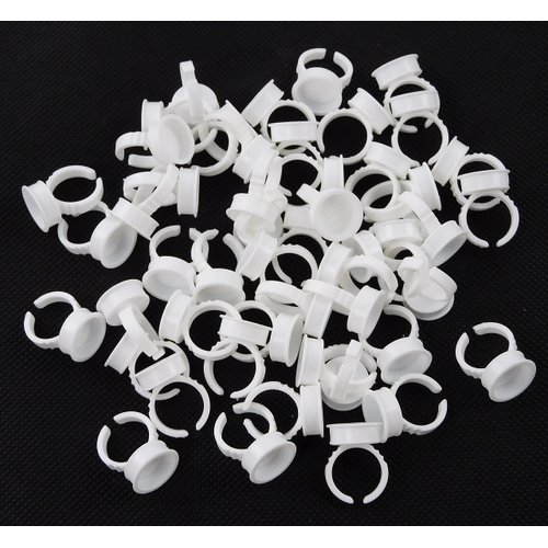 Disposable Glue Ring Pallet Holder for Eyelash Extension Tattoo Pigment 50 Pcs