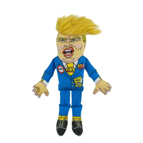 FUZZU Donald Trump Dog Toy | Political Parody Novelty Durable Pet Toy with Squeaker | Small | 12"