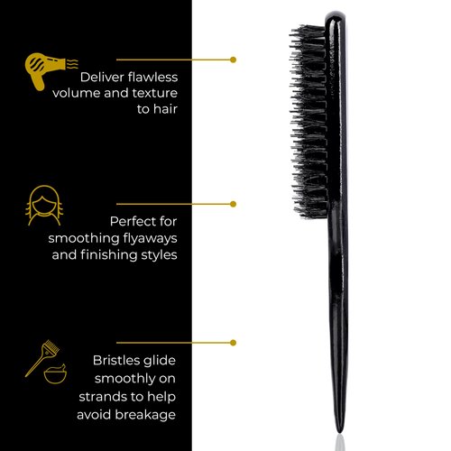SALLY HERSHBERGER Teasing Brush - Premium, Salon-Tested Teasing, Back-Combing, Slicking, and Edge Control Tool - Dual-Ended With Bristle Brush and Parting Stick - For Thick Through Fine Hair - 1 pc
