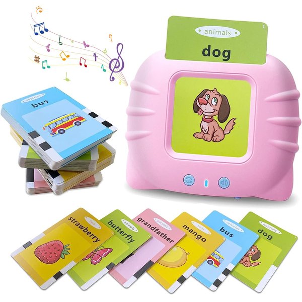 Makolle Talking Cards for Toddlers,Christmas Birthday Gifts for Boys Age 1-5,Educational Learning Interactive Toys for Kids Autism Toys Speech Therapy Toys Autism Toys with 224 Sight Words-Pink