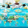WERNNSAI Adventure World Awaits Tablecloth - 2 PC 54" x 108" Travel Themed Party Decorations World Theme Table Cover Disposable Tablecloth for Boys Baby Shower Birthday Graduation Party Supplies