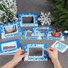 Blueweenly 24 Packs Winter Picture Frame Craft Kit DIY Winter Photo Frames Bulk Snowflake Snowman Christmas Frosted Window Pane Magnet Frame Art Crafts for Party Favor Decor Home Activity