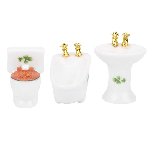 Dollhouse Miniature Bathroom Set, 1: 24 Dollhouse Miniature Porcelain Bathroom Set, Mini Dollhouse Furniture for Decoration(#2)
