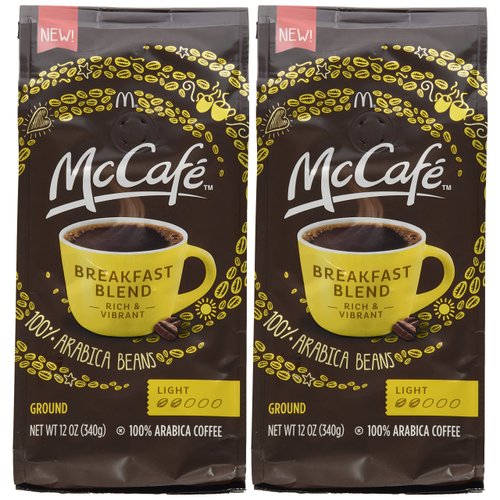 McDonalds McCafe Premium Roast Ground Coffee Bag 12.oz (Pack of 2) (Breakfast Blend - Light)