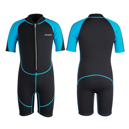 Kids Wetsuit Shorty, 2mm Neoprene Thermal Swimsuit Toddlers Boys Front Zipper Keep Warm for Diving Surfing Swim Lessons (Boys, 12)