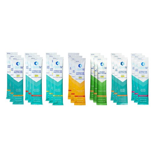 Liquid Hydration Multiplier Variety Pack | 21 Pack |Strawberry, Golden Cherry, Yuzu Pineapple, Tangerine, Tropical Punch, Lemon lime, Passion Fruit | Easy Open Single-Serving Sticks| Non-GMO