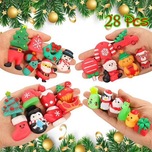 nobasco Squishies, 28 Pack Mochi Squishy Toys - Christmas Kawaii Cat Squishys Slow Rising Animals - Party Favors, Goodie Bag, Birthday Gifts, Mini Squishies Stress Reliever Toy Pack