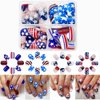 96Pcs 4th of July Press on Nails Short Square Fake Nails Patriotic False Nails with Flag Star Glossy Glue on Nails Independence Day Nail Art Design Kit Full Cover Stick on Nails for Women Manicure
