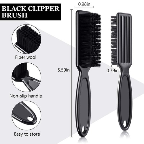 Patelai 2 Pcs Barber Blade Cleaning Brush Hair Clipper Nylon Brush Fades Barber Brush Hair Styling Brush Nail Brush Barber Accessory for Men Trimmer Cleaning Clipper Manicure Salon(Black, Red)