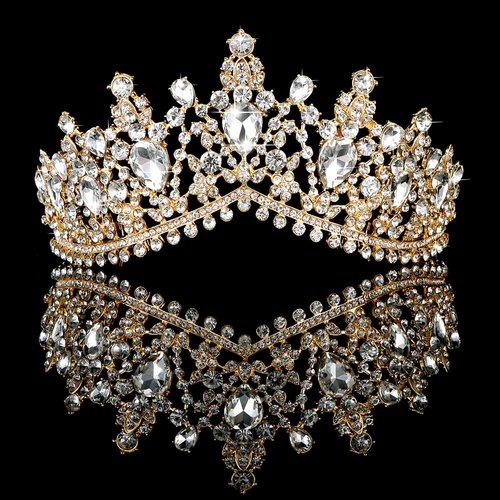 TOBATOBA Gold Crown for Women, Wedding Tiaras for Women Crystal Princess Tiara Queen Crowns for Women Wedding Tiaras for Bride Quinceanera Headpieces for Birthday Prom Pageant Halloween Cosplay