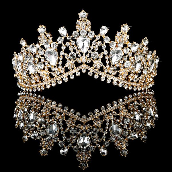 TOBATOBA Gold Crown for Women, Wedding Tiaras for Women Crystal Princess Tiara Queen Crowns for Women Wedding Tiaras for Bride Quinceanera Headpieces for Birthday Prom Pageant Halloween Cosplay