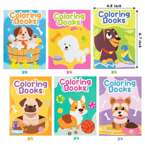 DGjianfei 24PCS Puppy Theme Coloring Books Bulk for Kids Animal DIY Art Drawing Book with Corgi Doggy Patterns for Dog Birthday Party Favors Goodie Bag Filler School Classroom Rewards Prizes Supplies