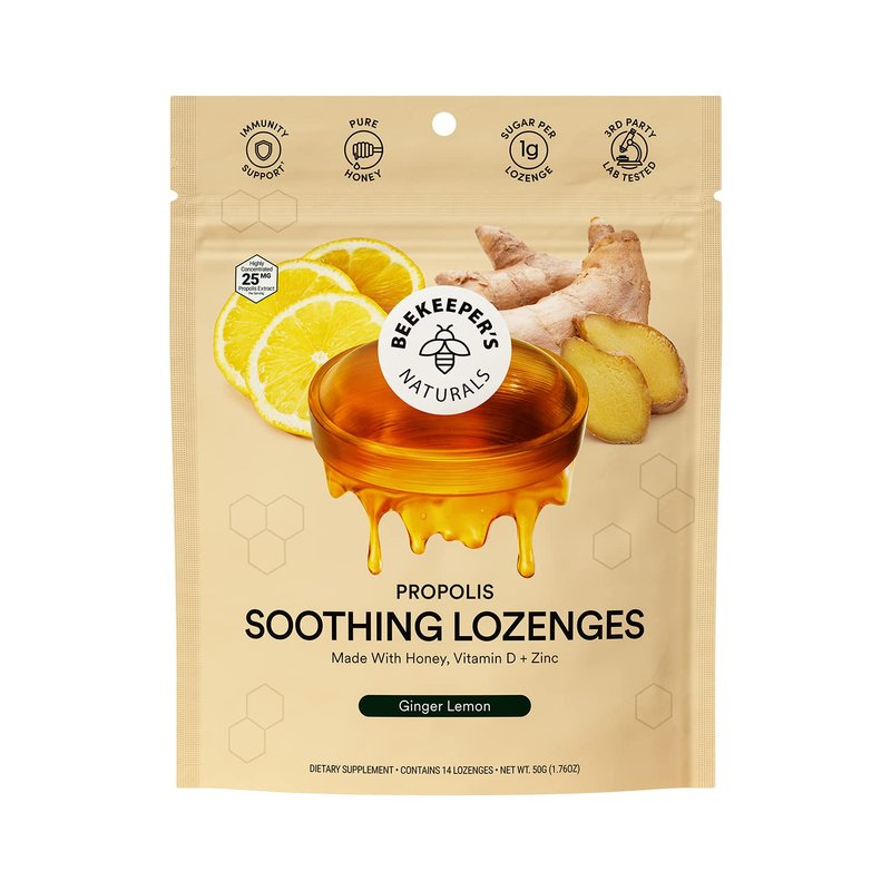 Beekeepers Naturals Ginger Lemon Lozenges, 14 Ct