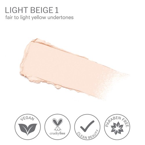 Camera Stick Foundation by True + Luscious - Full Coverage Cream Foundation - Non-Comedogenic & Hydrating Formula - Vegan, Paraben Free, & Cruelty Free - 0.49 oz (Shade 1: Light Beige)