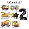 Construction 2nd Birthday Party Decorations, 9pcs Construction Birthday Number Foil Balloon for Construction Trucks 2nd Birthday Construction Theme Party Supplies (2nd)