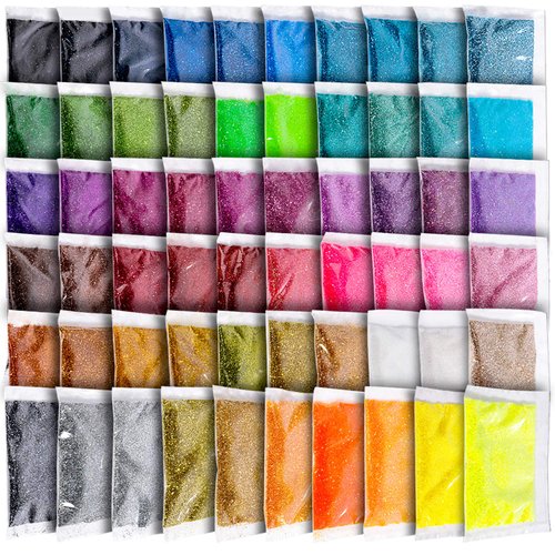 YGDZ Fine Glitter, 300g 60 Colors Extra Fine Resin Glitter Packs, Arts Craft Glitter for Tumblers Festival Decoration, Eyeshadow Makeup Nail Art Body Face Glitter, 5g Each Bag