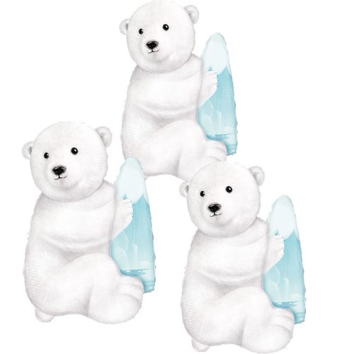 Polar bear balloons 35inch 3pcs helium polar bear balloon animal bear shape balloon environment protecting balloons for animal theme party supplies