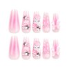 RTKHFZE Press on Nails Long,Square Fake Nails Nude Pink Full Cover False Nails with Cute Three-Dimensional Water Ripples and Bow Designs Acrylic Nails 24Pcs Nails Press ons for Women Manicure