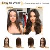 SEGO Human Hair Toppers for Women With Thinning Hair 7 * 13CM Silk Base 100% Real Human Hair Clip in Top Wiglet Hair Pieces -10 Inch No Bangs Medium Brown
