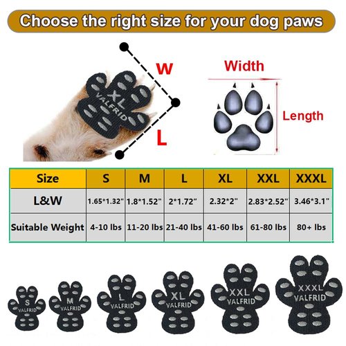 VALFRID Dog Paw Protector Anti-Slip Grips to Keeps Dogs from Slipping On Hardwood Floors,Disposable Self Adhesive Resistant Dog Shoes Booties Socks Replacemen XXL 24 Pieces