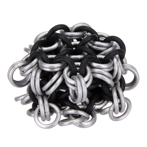 Chainmail Footbag Hacky Sack - Aluminum Chainmail – Wakizashi Grey Black Color - Freestyle Tricks