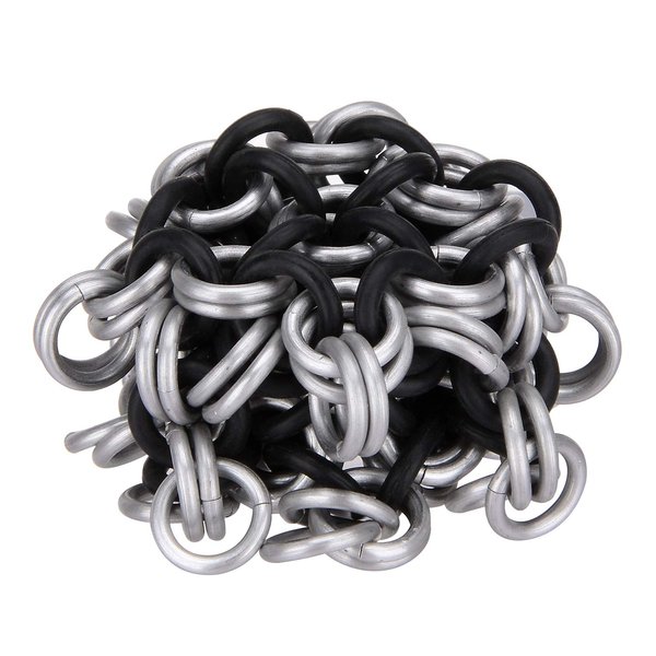 Chainmail Footbag Hacky Sack - Aluminum Chainmail – Wakizashi Grey Black Color - Freestyle Tricks