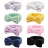 AMCAMI Spa Headband, Headband for Washing Face, Makeup Headband Coral Fleece Non-Slip Hairlace for Women Fluffy Shower Headbands Elastic Headwraps, Bow Hair Band 8PCS