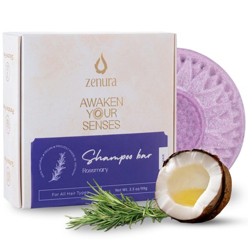Rosemary Shampoo Bar with Coconut Oil for Hair Growth, Strengthening, Thickening, Natural Solid, Dry Travel Bar for All Hair Types, Eco-Friendly, Vegan, Paraben Sulfate, Cruelty Free Bar Soap - 3.5 oz