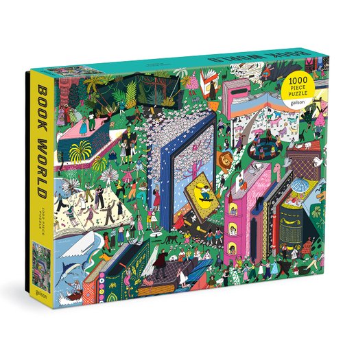 Galison Book World – 1000 Piece Puzzle Fun and Challenging Activity with Bright and Bold Artwork of Literary Characters and Books for Adults and Families