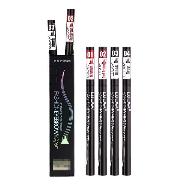 TUKEFEV 4 Tip Liquid Eyebrow Pen 4 Packs Brow Pen Debossed Fork Tip Eyebrow Pencil Waterproof 3D Eyebrow Brow Pencil