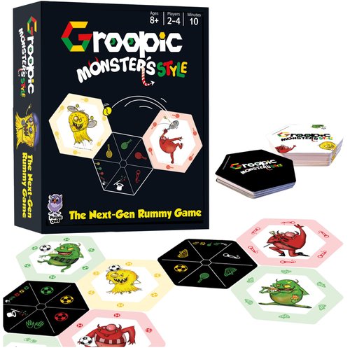 THE PURPLE OWL Groopic Monster's Style - A Rummy Strategy Card Game | Kids Card Games | Fun Family Game Night | Travel & Camping Games for Kids 8-12 & Adults | Family Games 2-4 Players