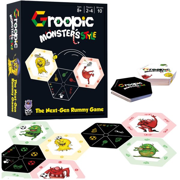 THE PURPLE OWL Groopic Monster's Style - A Rummy Strategy Card Game | Kids Card Games | Fun Family Game Night | Travel & Camping Games for Kids 8-12 & Adults | Family Games 2-4 Players
