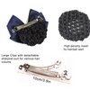 AsggBah 2pcs Upscale Hair Clips with Bow Knot Bun Snood Hair Barrettes Decorated with Crystal Bow Hair Mesh Hair Net for Professional Ladies Women (Blue)
