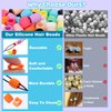 Vodolo Silicone Hair Beads for Kids Girls Braids,50 PCS Soft Colorful Silicone Hair Beads,Pony beads Bulk Hair Accessories for Braids,Small