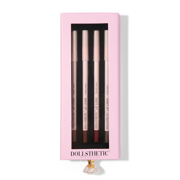 DOLLSTHETIC® - 4 Piece Lip Liner Set, Long-Lasting Creamy Lip Liner, Matte Finish, TikTok Viral - (Cocoa Doll, Sweet Doll, Velvet Doll, Cozy Doll) - Perfect for everyday wear