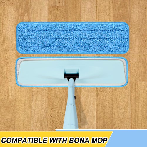 18 inch Microfiber Mop Pad for Wet Dry Mops Floor Cleaning Pads Reusable Compatible with Bona Floor Care System (5 Pack )