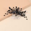 Black Teardrop Hair Side Comb Crystal Hair Pieces Rhinestone Headpieces Bride Wedding Hair Comb Bridal Hair Clip Side Combs Flower Headdress Hair Accessories for Women and Girls