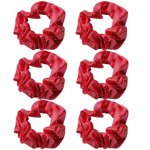 OTYOU 6 Pack Shiny Polka Dots Metallic Hair Scrunchies Rich Tones Scrunchy Bobbles Elastic Hair T...