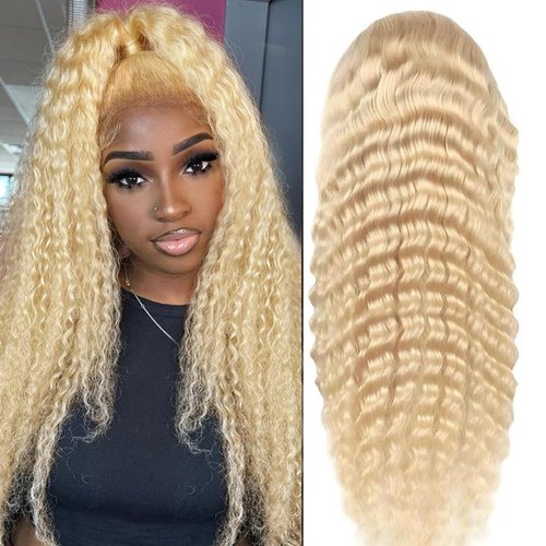 24 Inch 613 Lace Front Wig Human Hair 13x4 Deep Wave Human Hair Wig 200% Density 613 HD Lace Frontal Wig Blonde Lace Front Wigs Human Hair Pre Plucked With Baby Hair For Women