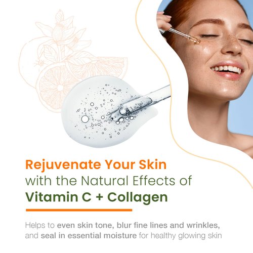 Natural Chemist Vitamin C & Collagen Face Serum - Improve Skin Elasticity, Reduce Dark Spots & Wrinkles, Brighten Complexion - 1.69 Fl. oz/ 50ml
