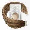 Hyssiet Tape in Hair Extensions Human Hair, 20pcs 50g 20 Inch Tape in Hair Extensions,Balayage Chocolate Brown To Caramel Blonde,Invisible Remy Silky Straight Natural Thick Real Human Hair Extensions