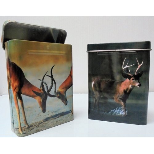 2 Eclipse Deer TIN METAL Cigarette Case. Fits King size. Holds 1 pack of cigarettes. Bandaid Box