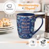 Christian Art Gifts Floral Navy Blue Ceramic Coffee Mug – 12 oz. Lead & Cadmium-free Inspirational Scripture Coffee and Tea Mug for Men and Women with Bible Verse: The Desire Of Your Heart –Psalm 20:4