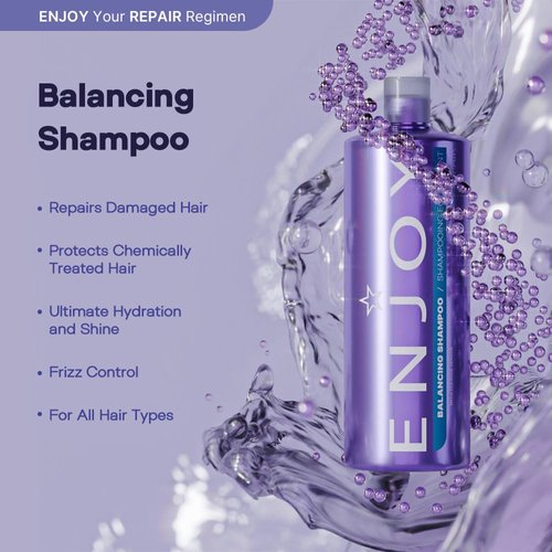 Enjoy Hair Care Balancing Shampoo, Sulfate Free Shampoo, Shampoo For Color Treated Hair, Shampoo for Men and Women, Curly Hair Shampoo - 10.1 Fl Oz