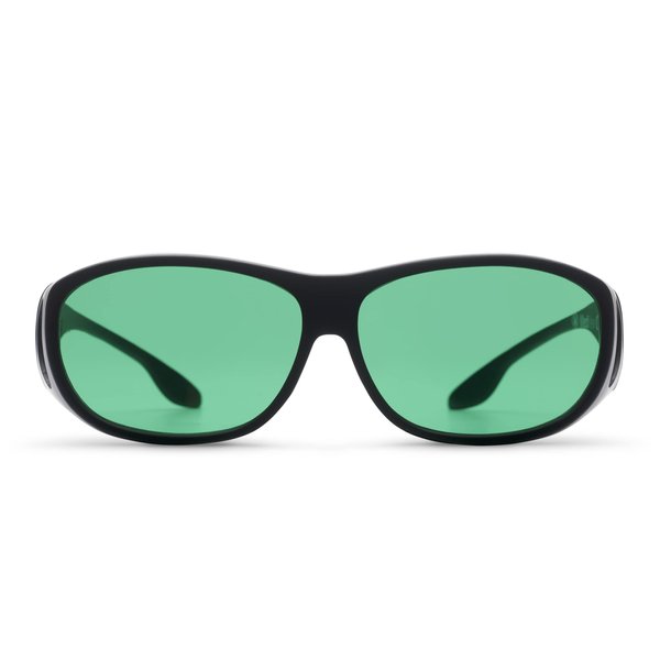 Migraine Relief Fit-Over Glasses by MigraLens | Medium Size | Outdoors and Computer Screens | Unisex | Green Lenses