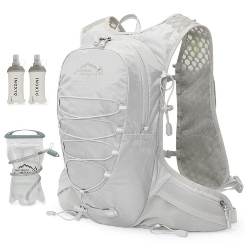 IX INOXTO Running Hydration Vest for Men Women Water Backpack for Running 3L Running Hydration Pack for Trail Running Marathon Race Hiking (Grey)