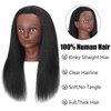 100% Real Hair Mannequin Head 16" Hairdresser Cosmetology Manikin Training Practice Doll Head for for Hairstyling (Black 16inch B)